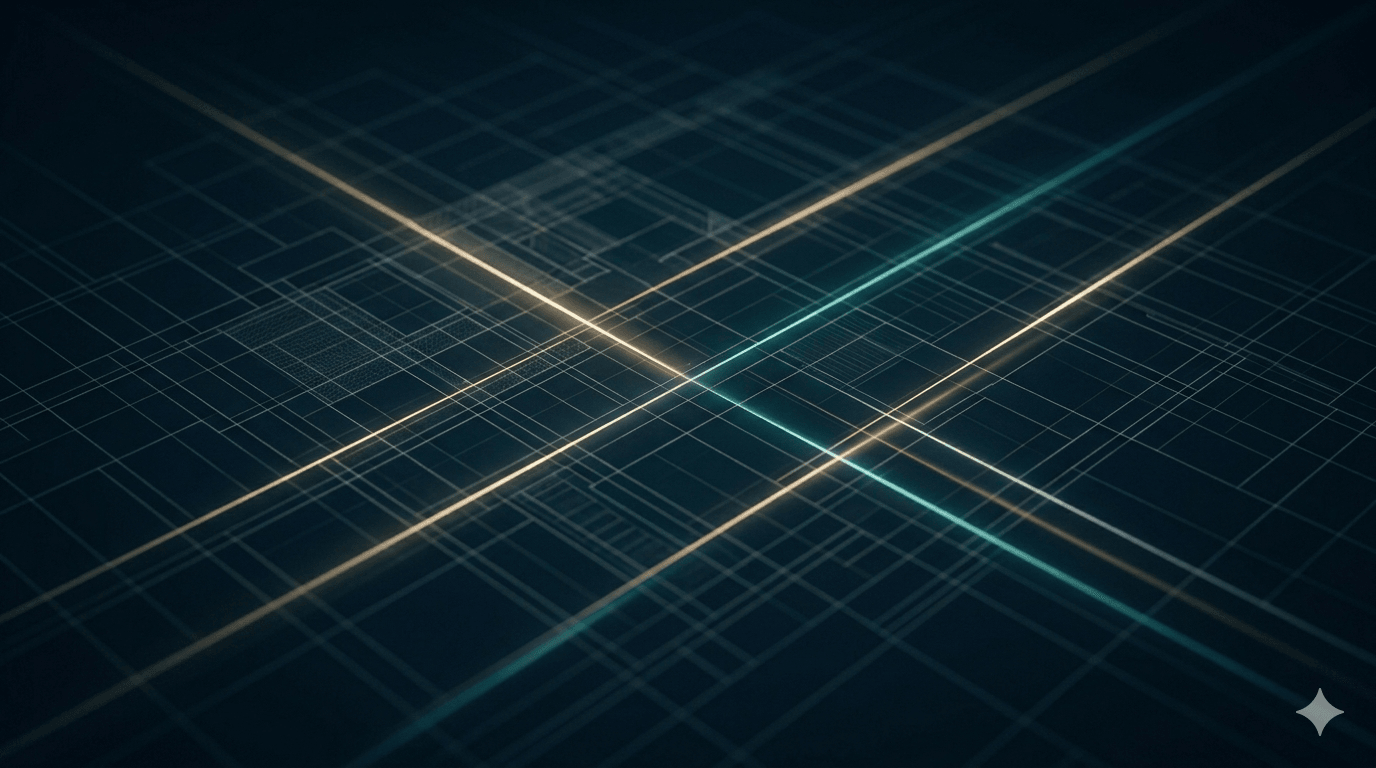 Abstract teal and gold data visualization representing tax advisory strategy.